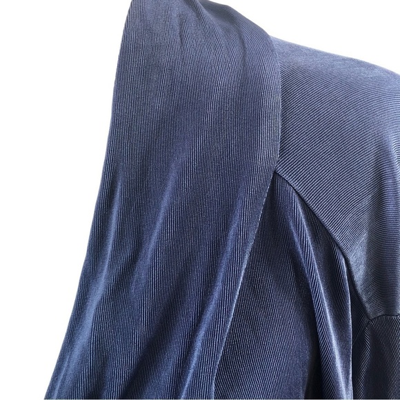 Chicos Traveller Popover Top Women L Chicos 2 Blue Faux Front Wrap Vneck - Picture 2 of 9